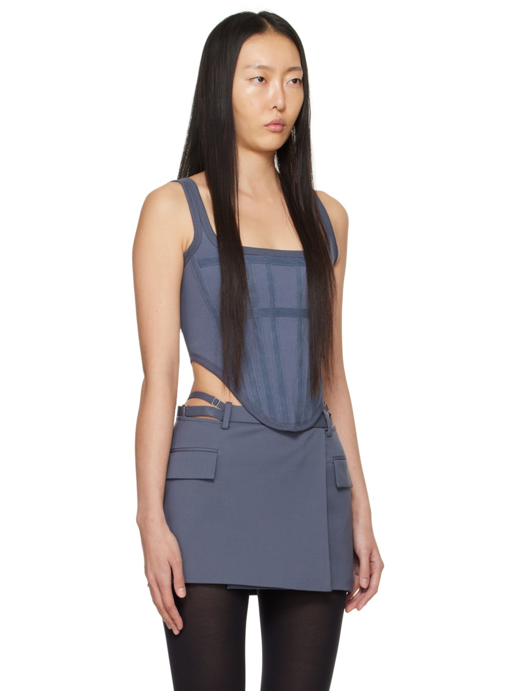 Gray Corset Tank Top - 2
