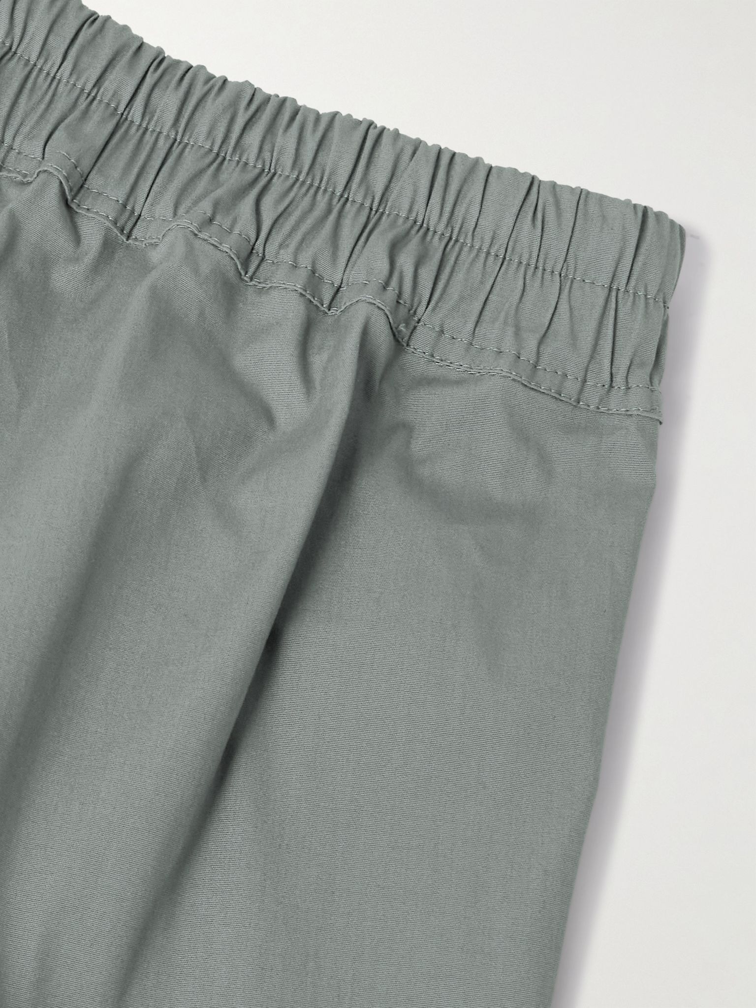 Straight-Leg Cotton-Blend Poplin Drawstring Shorts Gray - 5