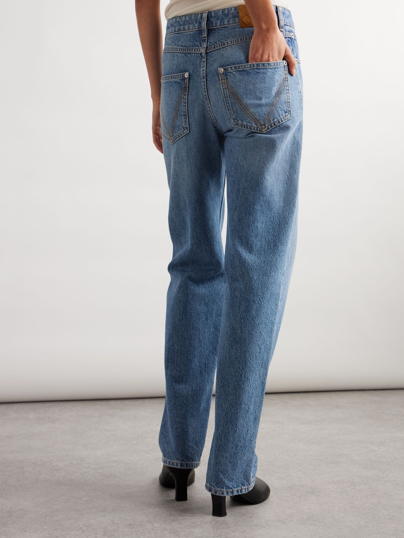 High-rise straight-leg jeans Mid denim - 4