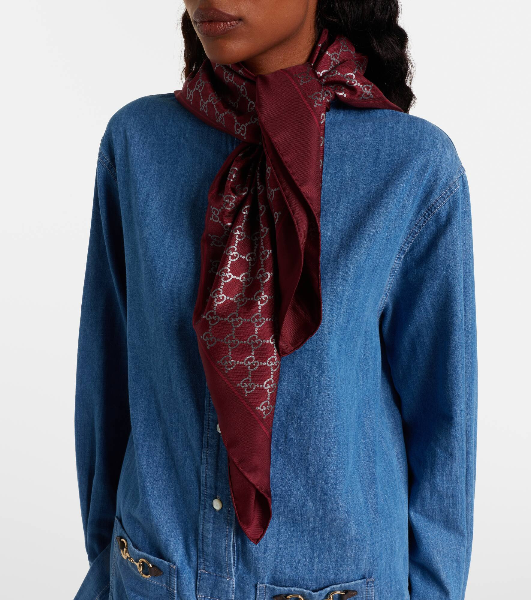 GG silk twill scarf - 3
