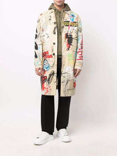DSQUARED2 graphic-print single-breasted coat outlook