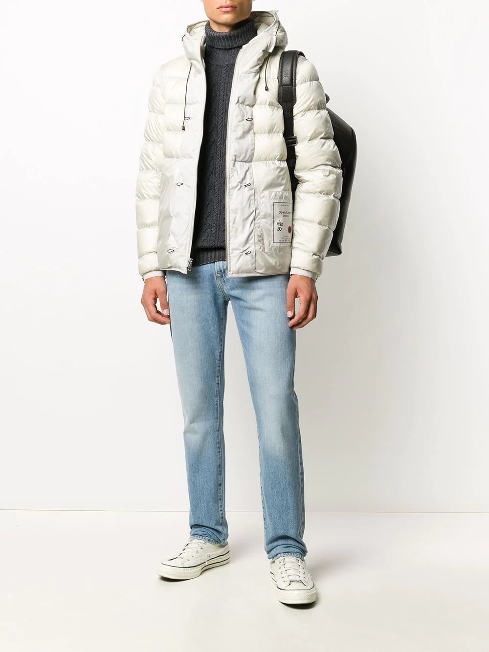 hooded contrast-panel puffer jacket - 2