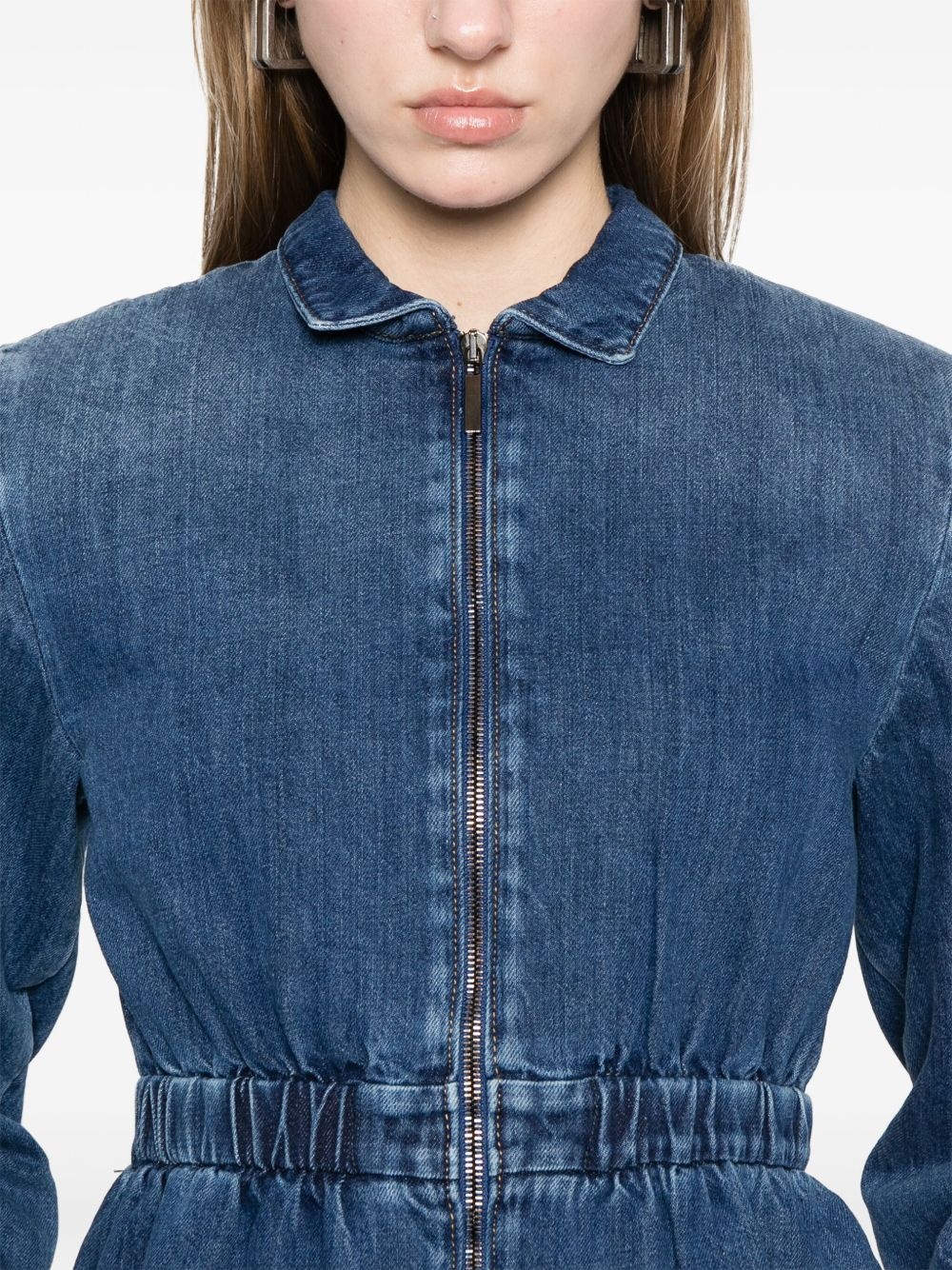 gathered-waist denim jacket - 5