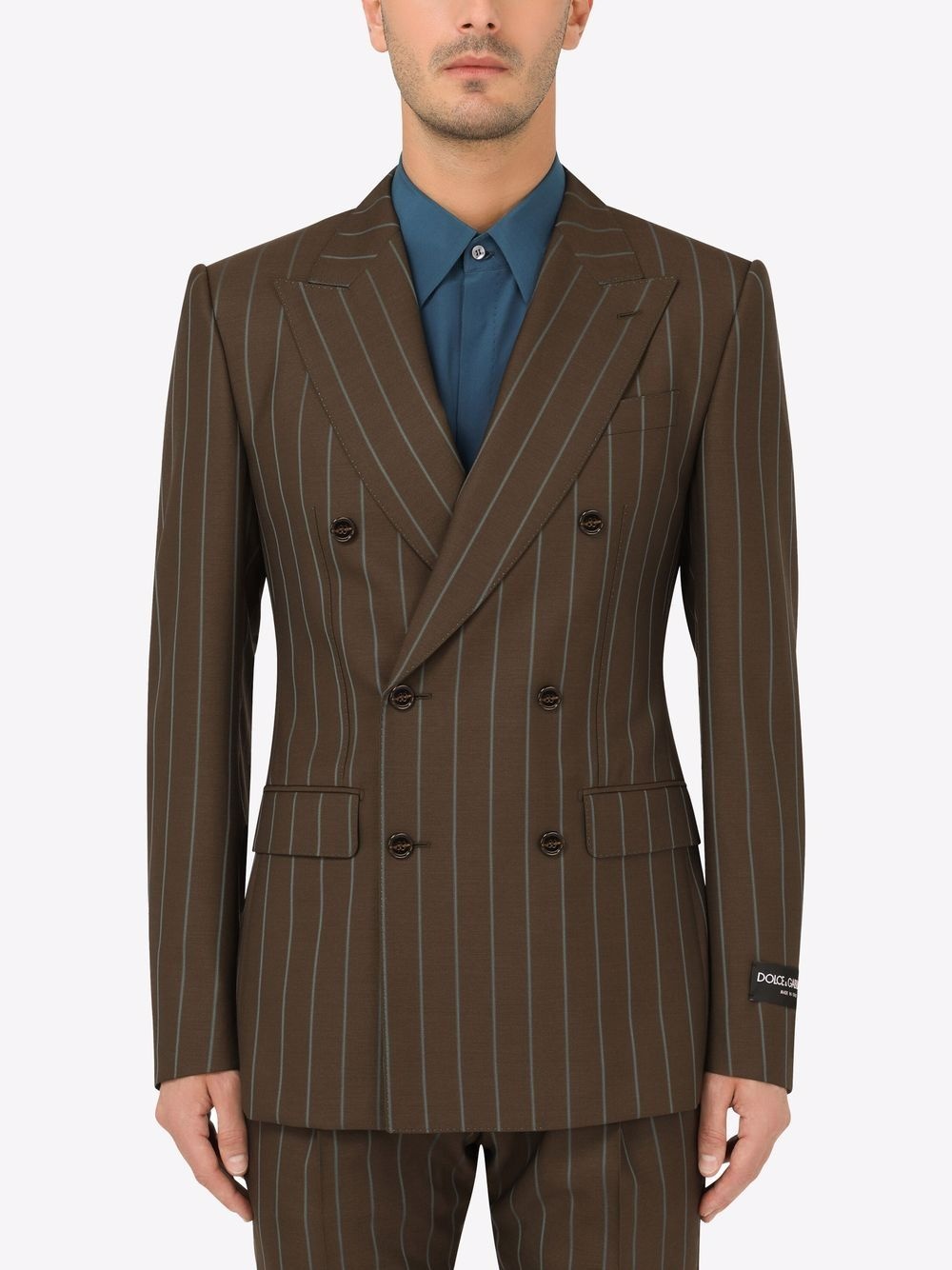 double-breasted pinstripe blazer - 3