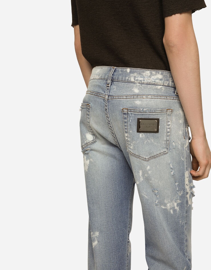 Dolce & Gabbana Bleached wash slim-fit stretch denim jeans