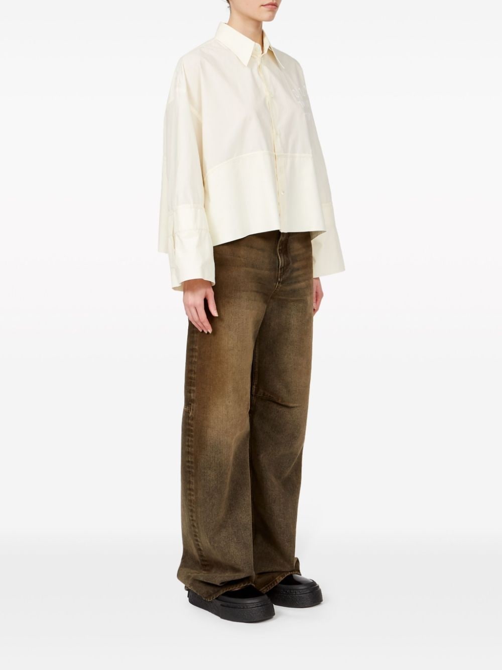 logo-print poplin shirt - 3