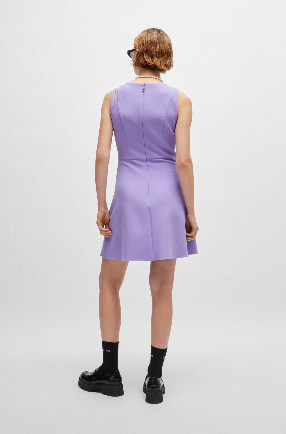 SLEEVELESS MINI DRESS WITH CUT-OUT SHOULDER DETAIL - 4