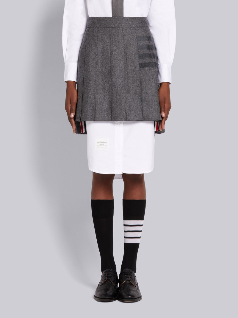 Medium Grey Wool Cashmere Flannel Pleated 4-Bar Mini Skirt - 1