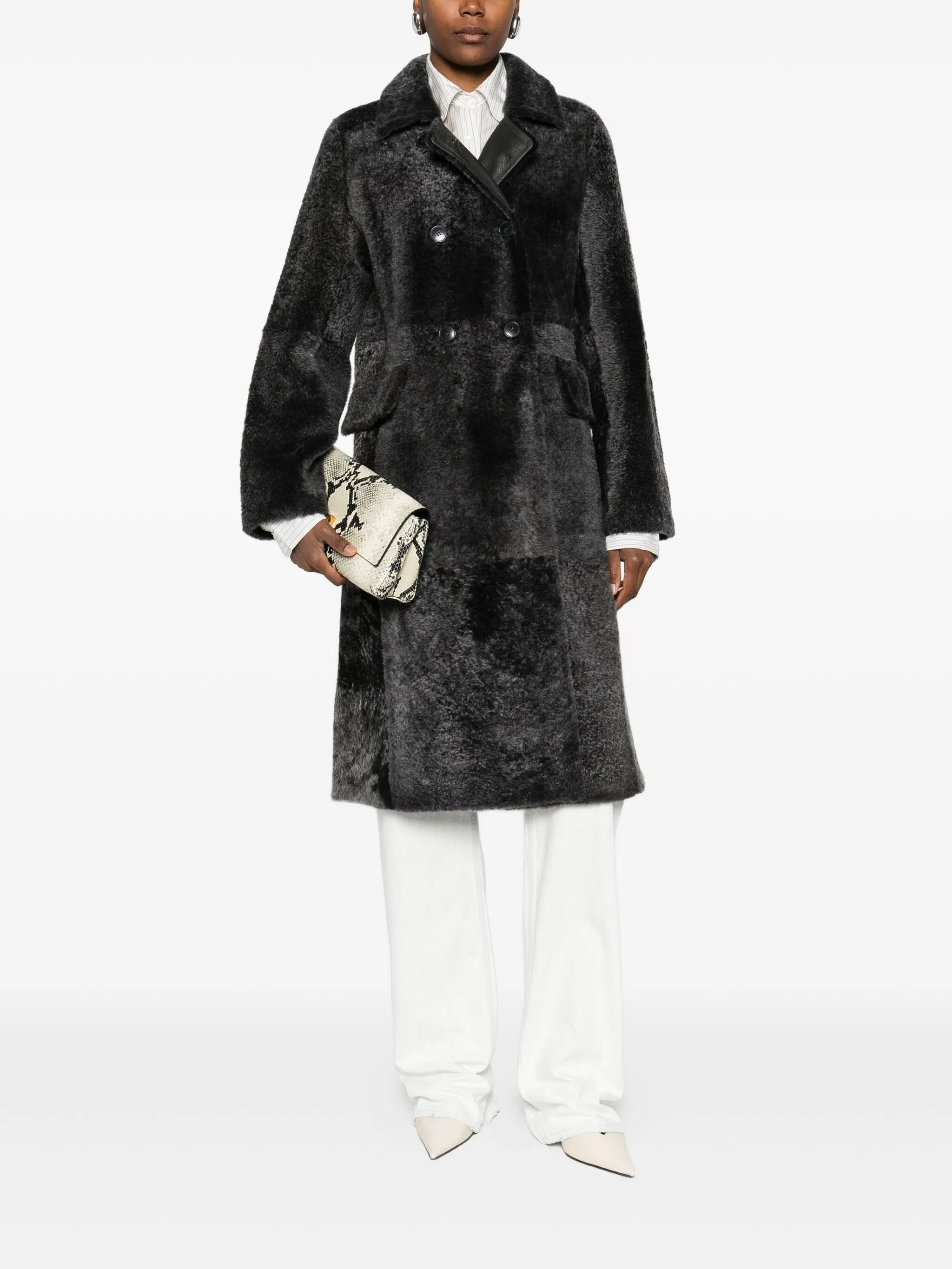 Yves Salomon Sheepskin Double-breasted Pocketed Coat - 5
