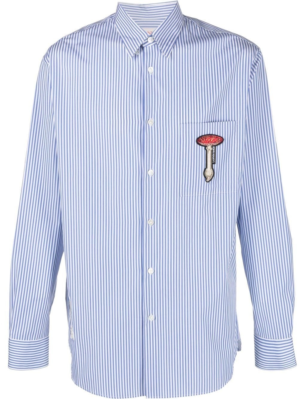 patch-detail striped shirt - 1