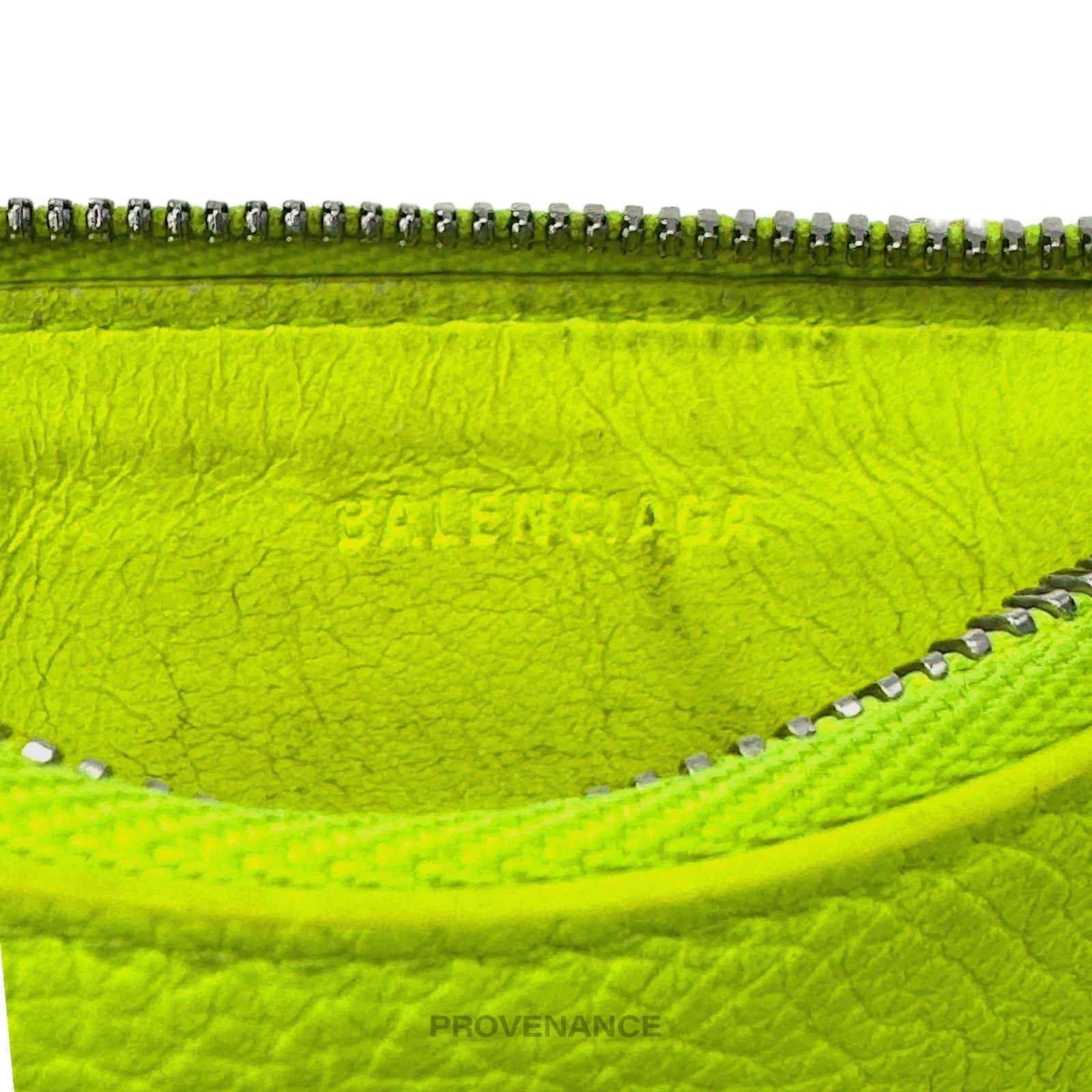 Balenciaga Logo Fragment Zip Card Wallet - Neon - 10