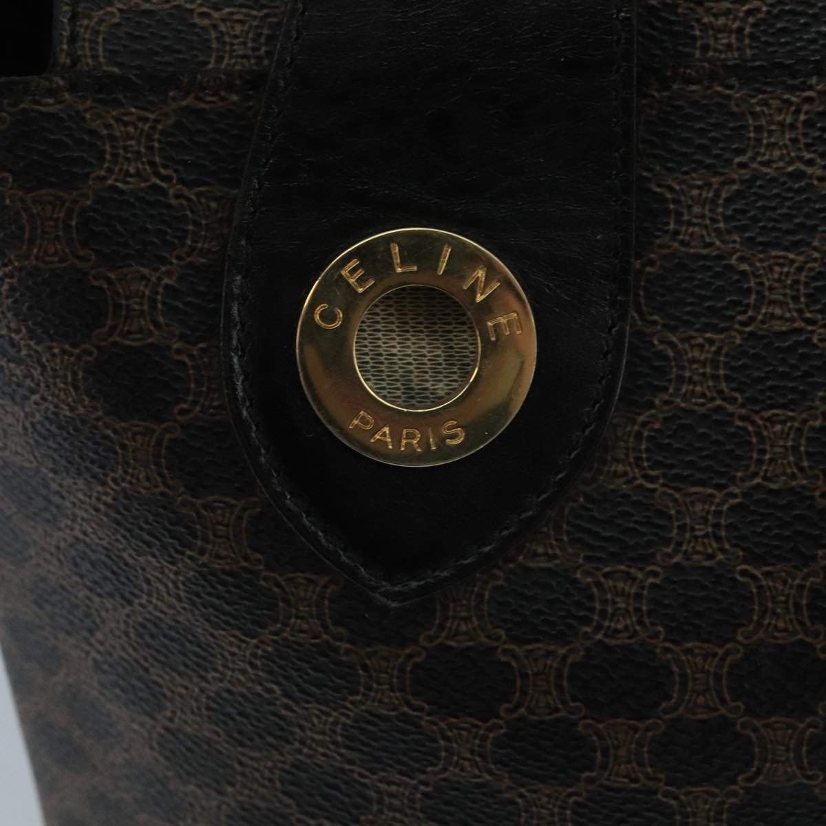CELINE Macadam Canvas Hand Bag Pvc Black - 15