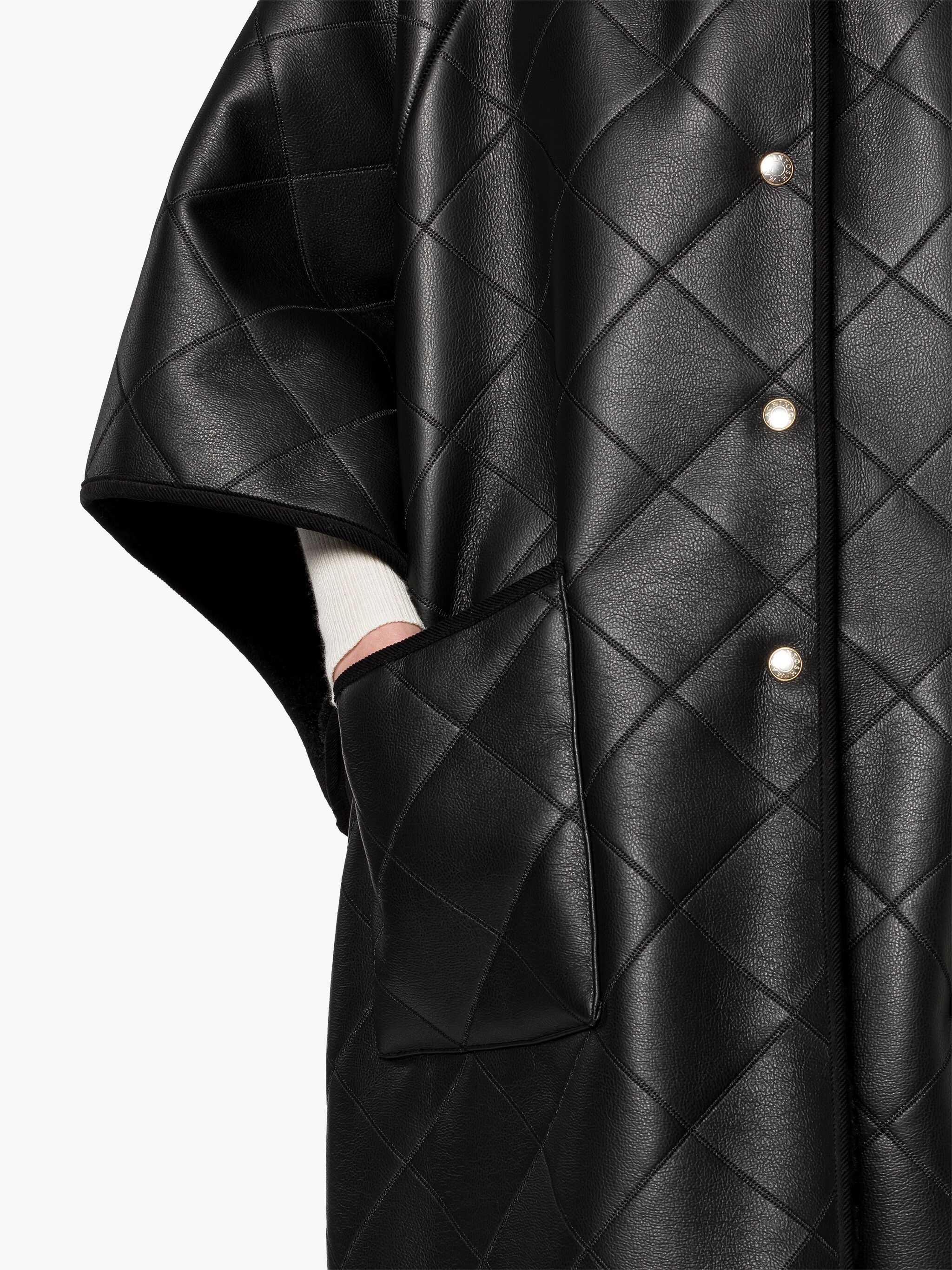LYNESS BLACK QUILTED PONCHO - 6