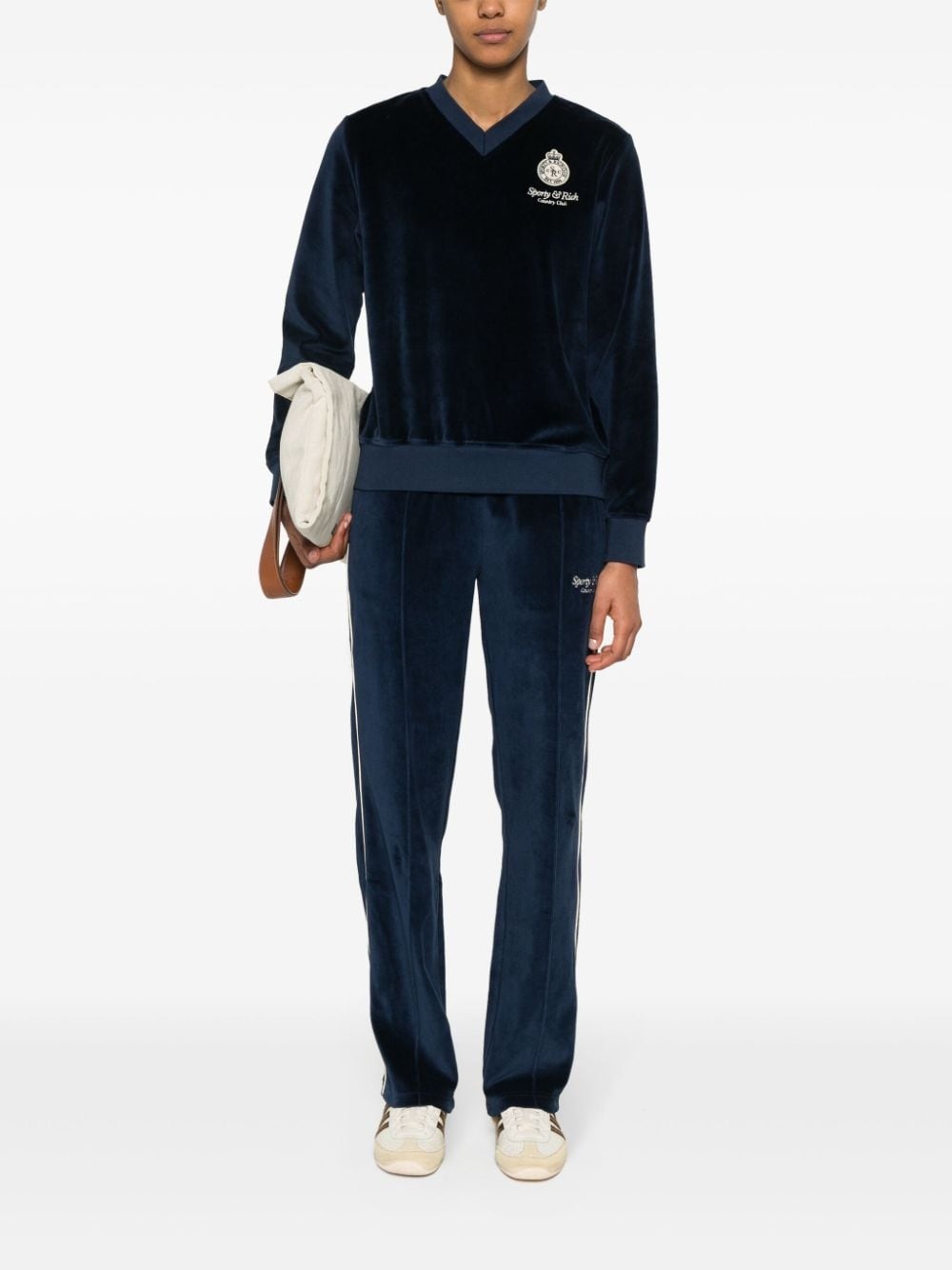 logo-appliquÃ© velour sweatshirt - 2