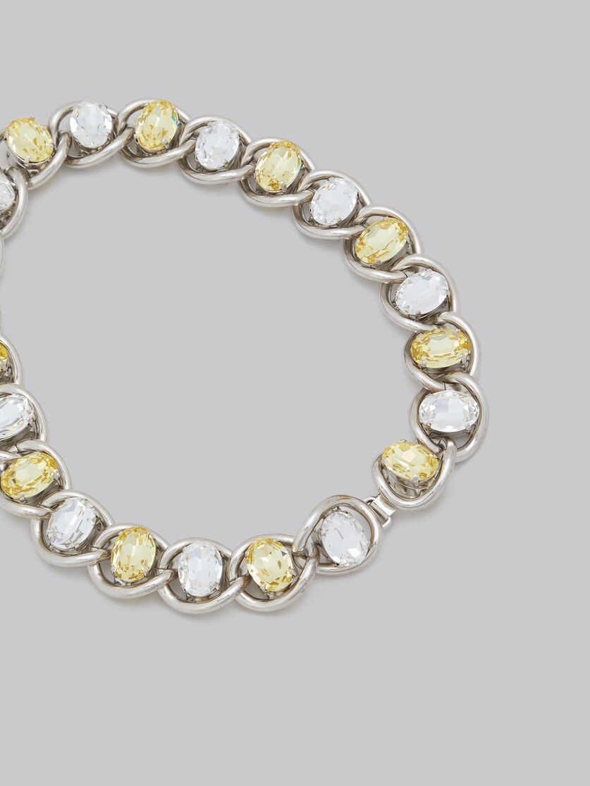 CLEAR AND YELLOW RHINESTONE CHUNKY CHAIN NECKLACE - 4