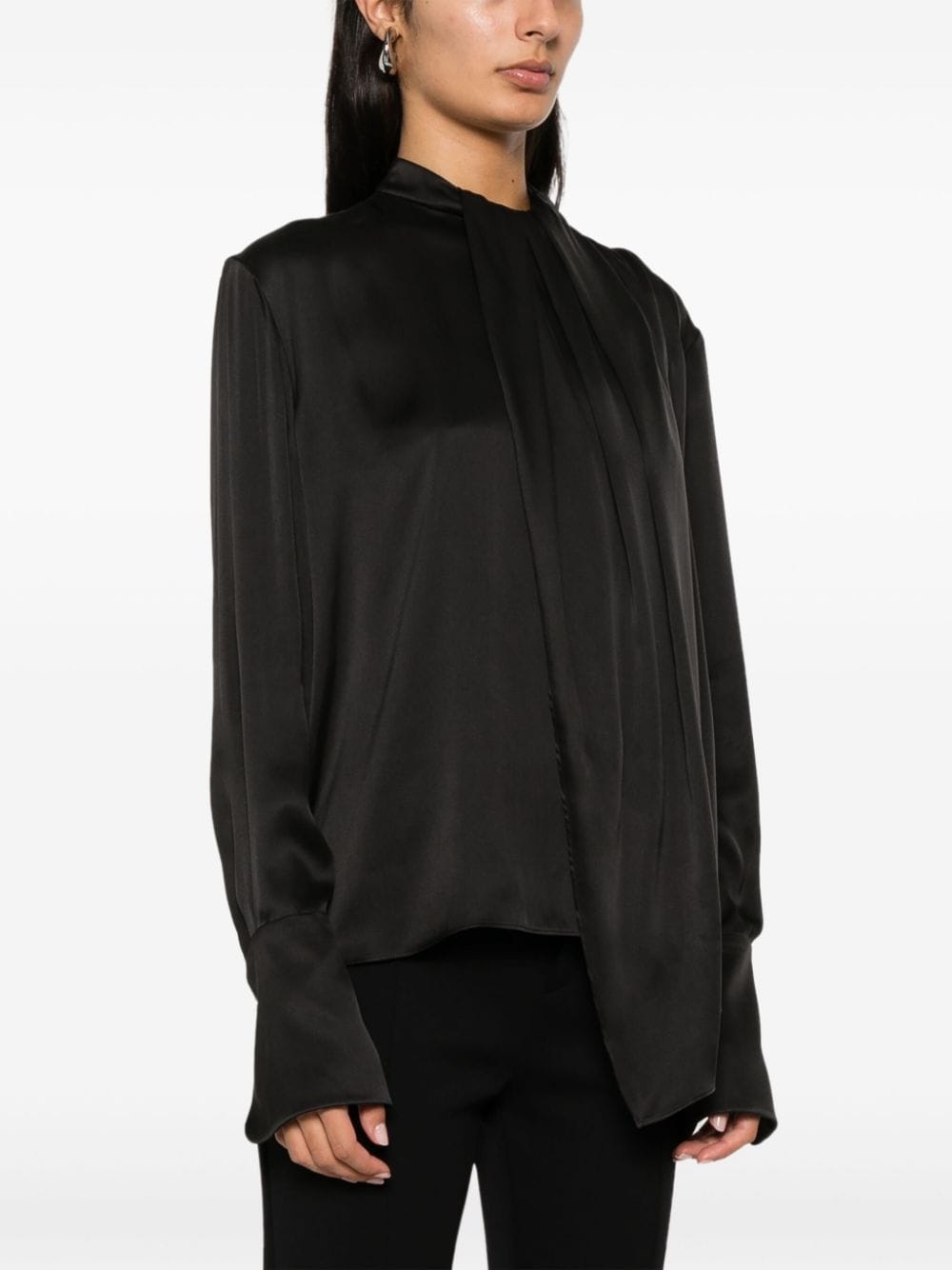 round neck silk blouse - 3