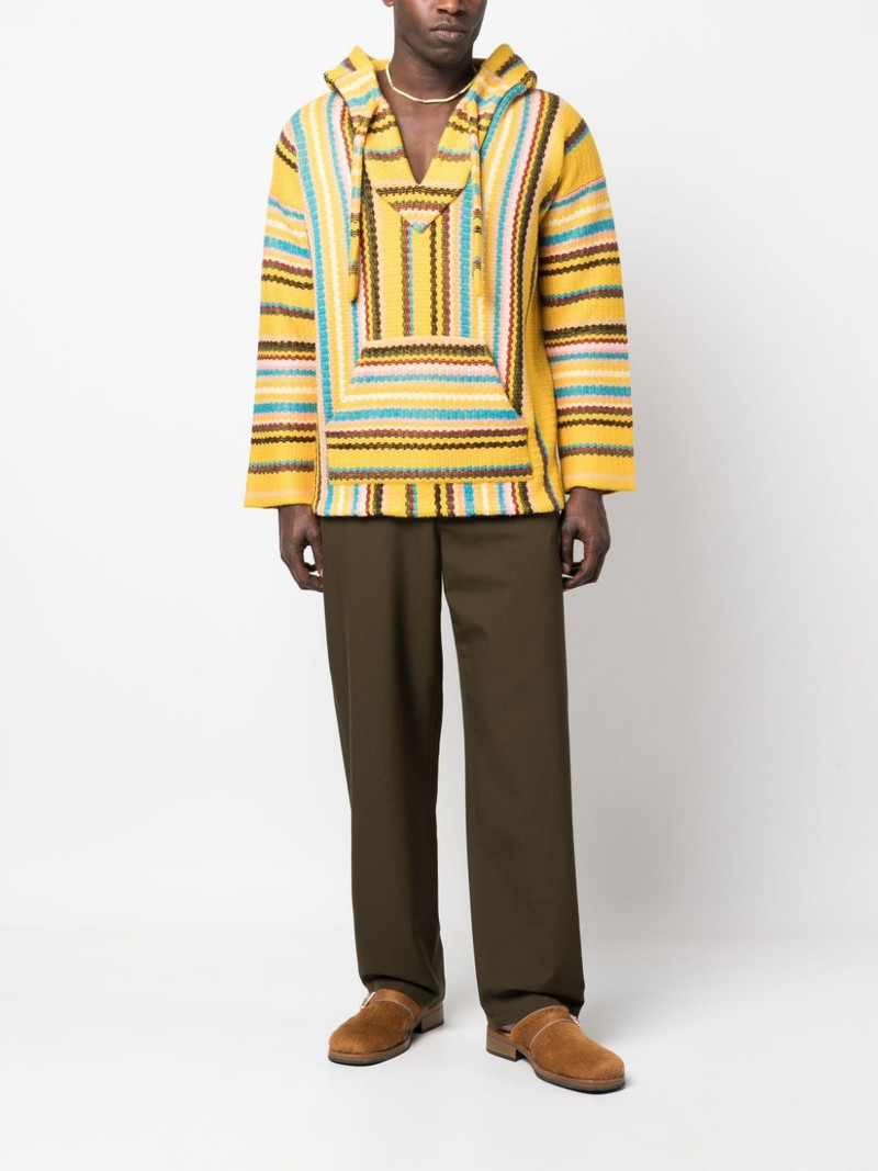 Alanui stripe-detailing V-neck hoodie outlook