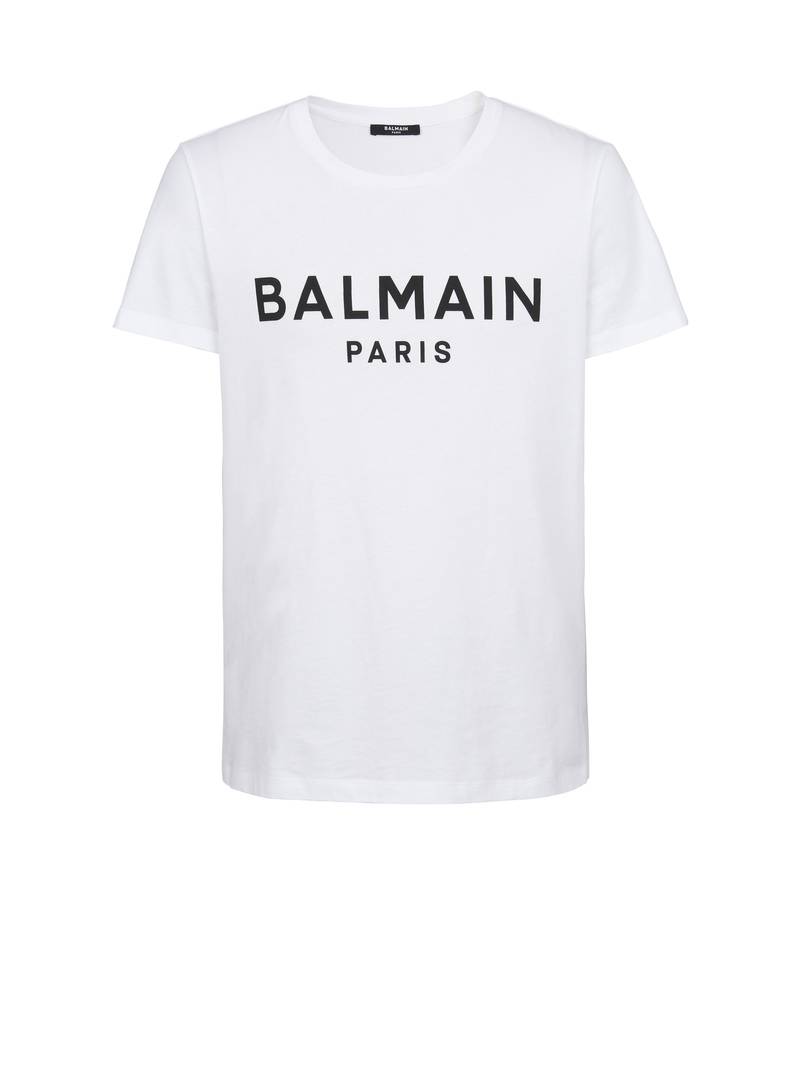 Eco-responsible cotton T-shirt with Balmain logo print - 1