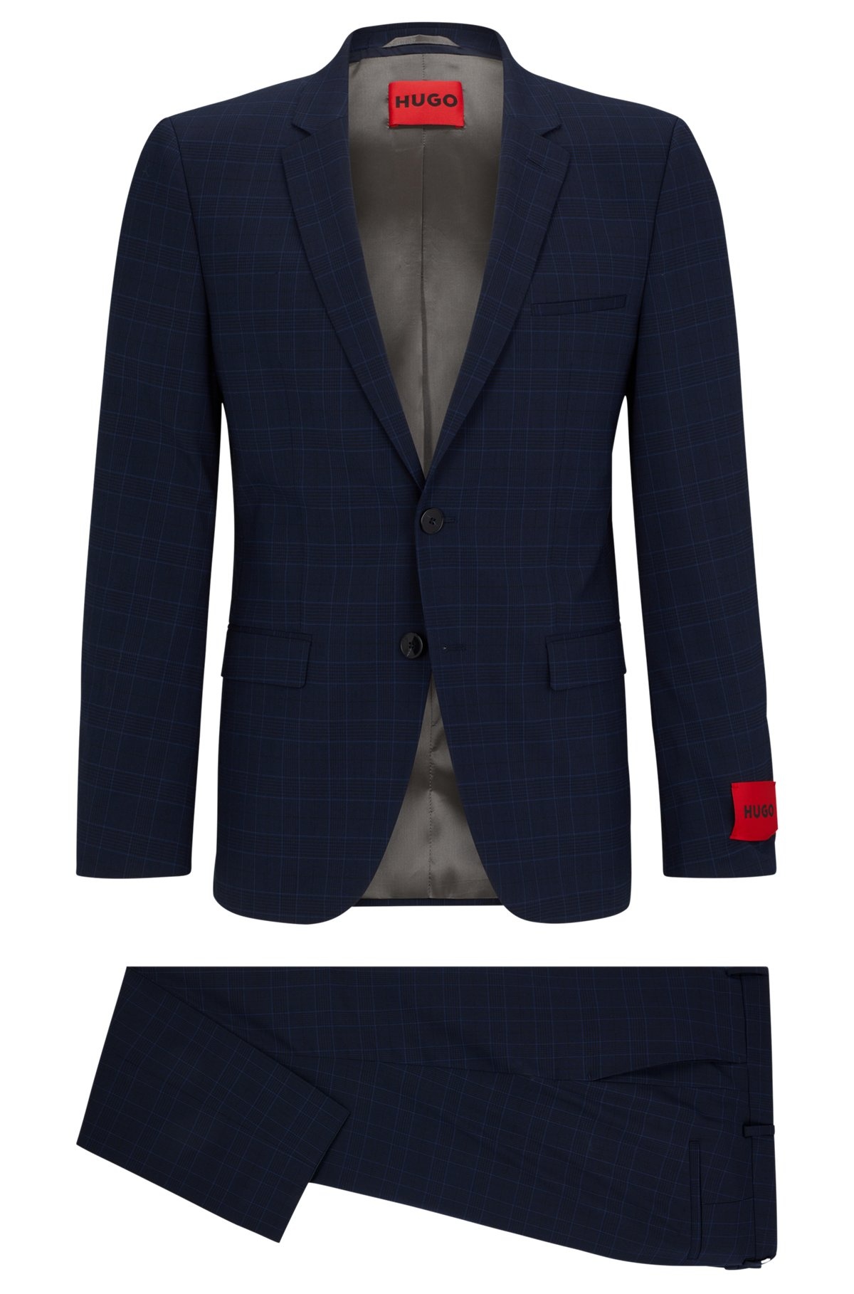 EXTRA-SLIM-FIT CHECKED SUIT IN PERFORMANCE-STRETCH FABRIC - 9