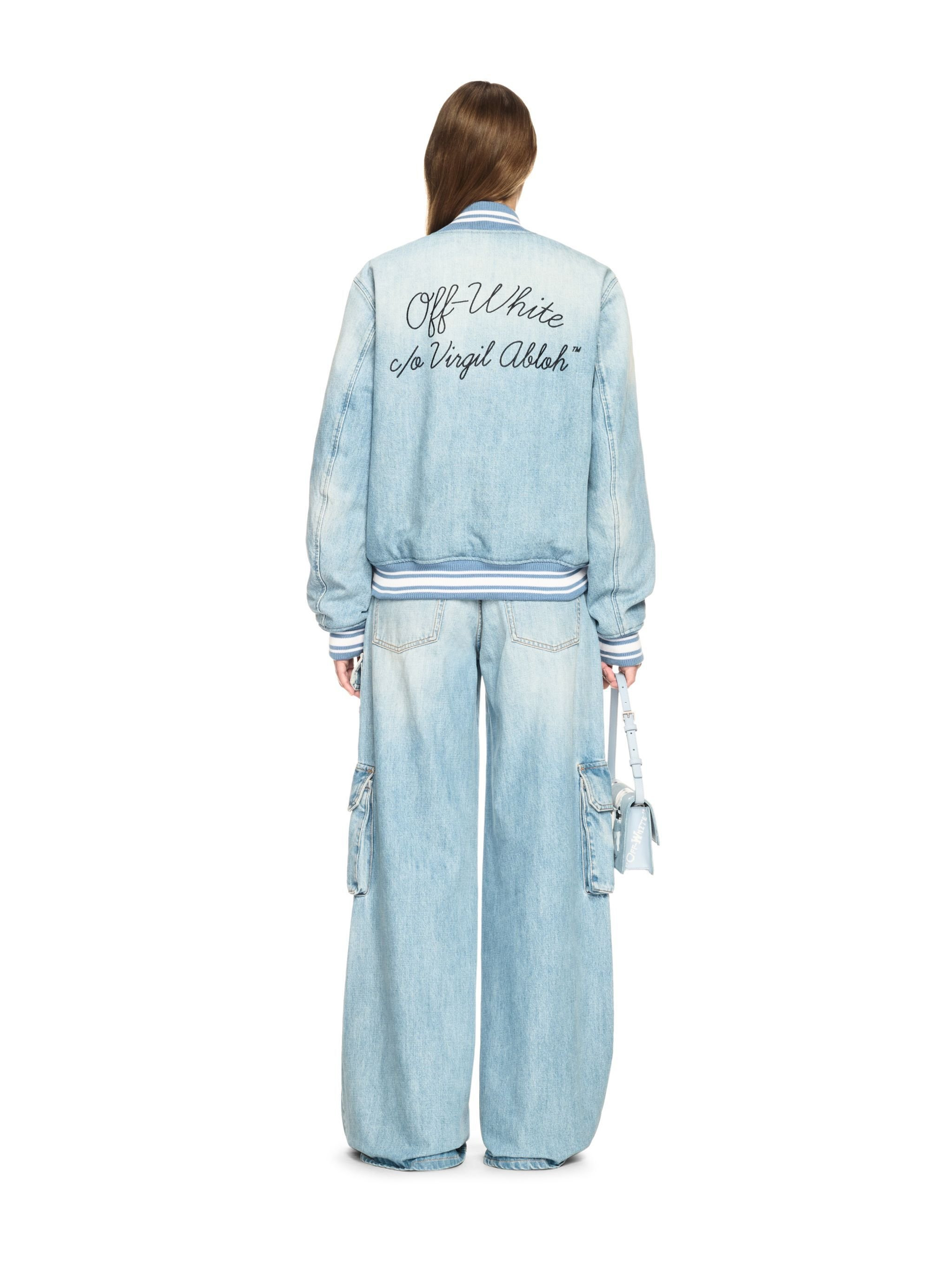 Light Blue Denim Wide-leg Cargo Pants - 4