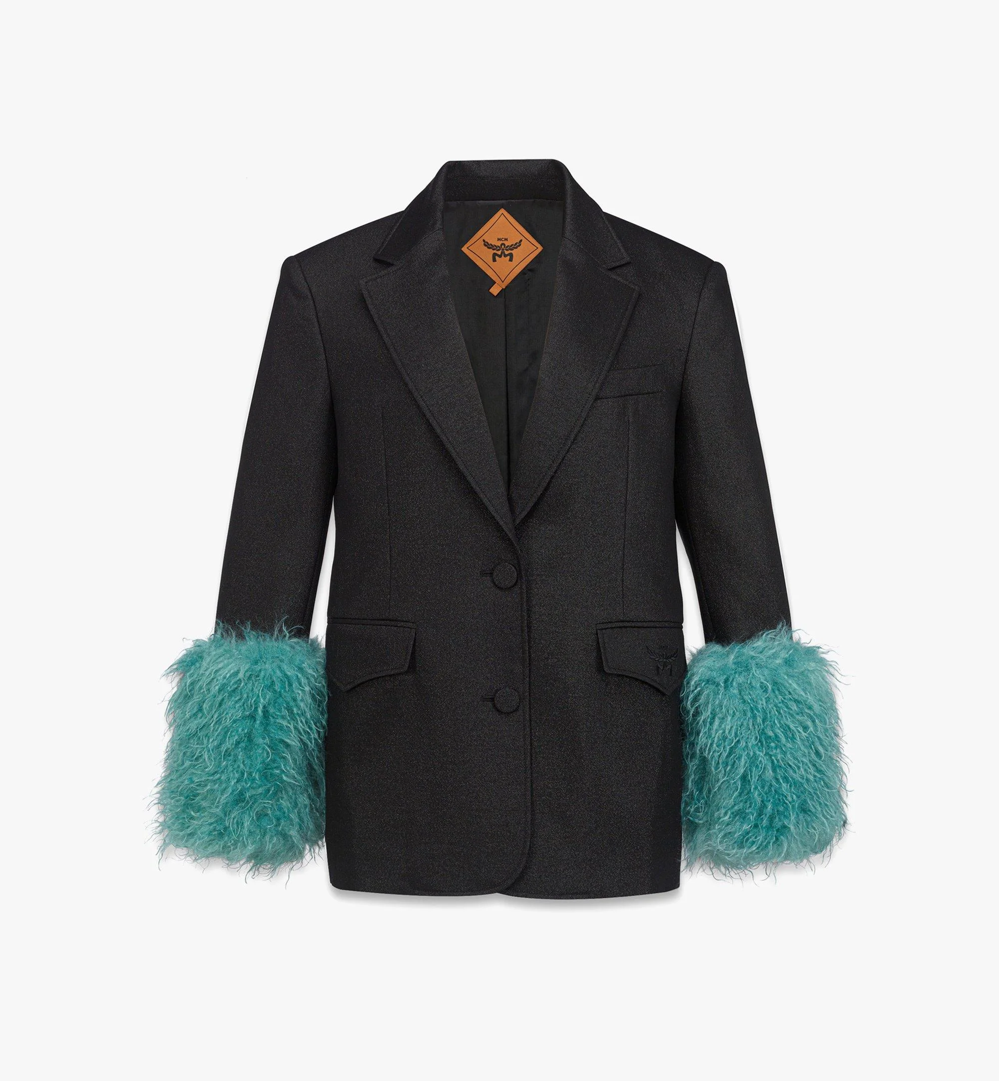 Lurex Wool Jacket with Faux Fur Sleeves - 1