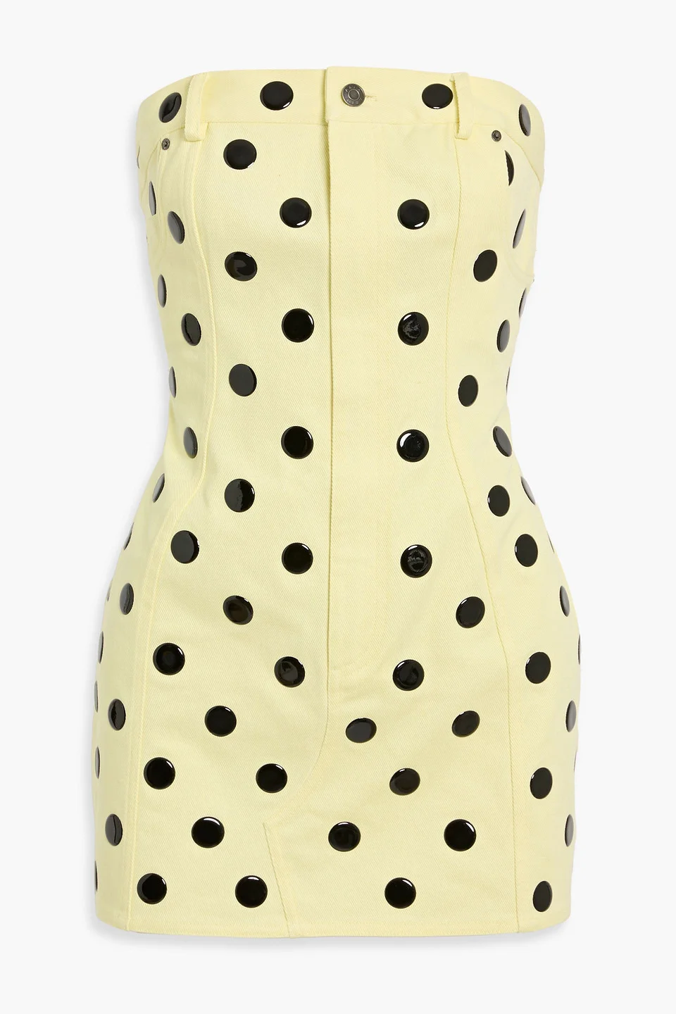 Strapless polka-dot denim mini dress - 1