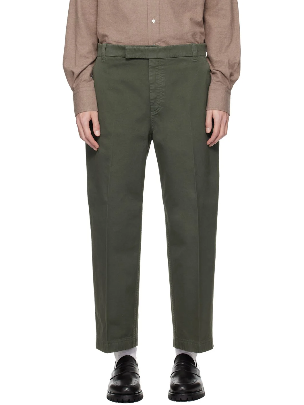 Green Cotton Twill Utility Trousers - 1