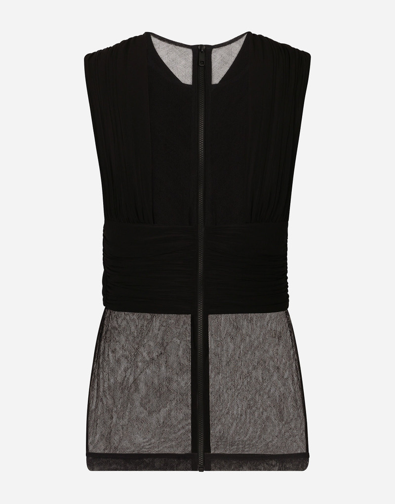 Dolce & Gabbana Stretch tulle T-shirt with draping outlook