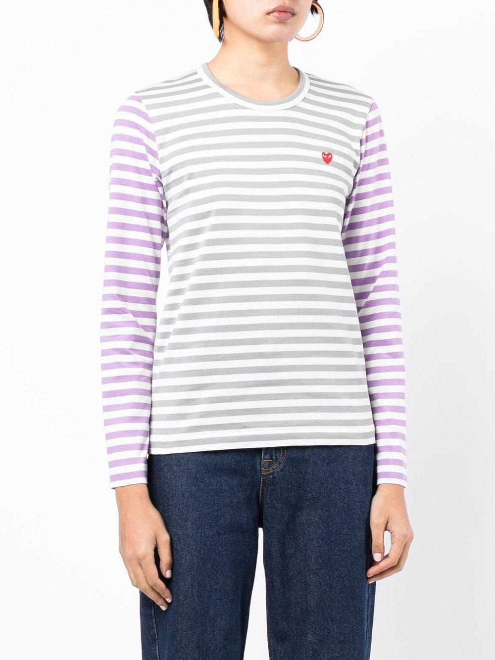 bi-colour striped long-sleeve T-shirt - 3