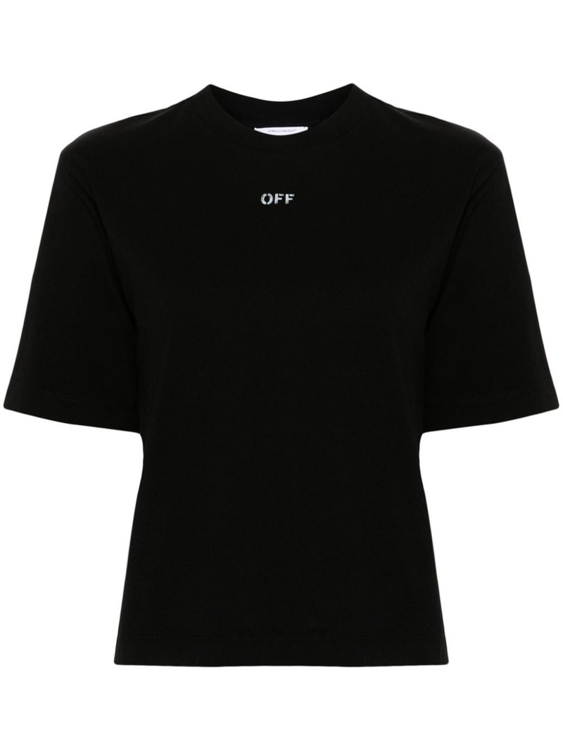 Arrows-embroidered cotton T-shirt 1