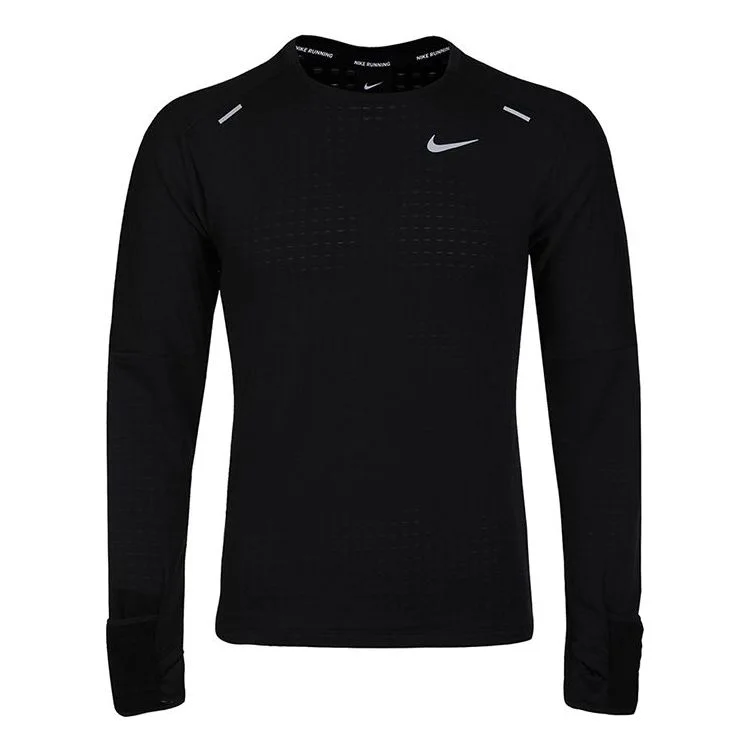 Nike Sphere Dri-Fit 운동 둥근 긴 소매 티셔츠 남자의 검정 CU6084-010 - 1