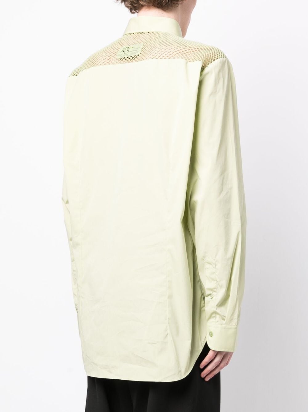 mesh-panel cotton shirt - 4