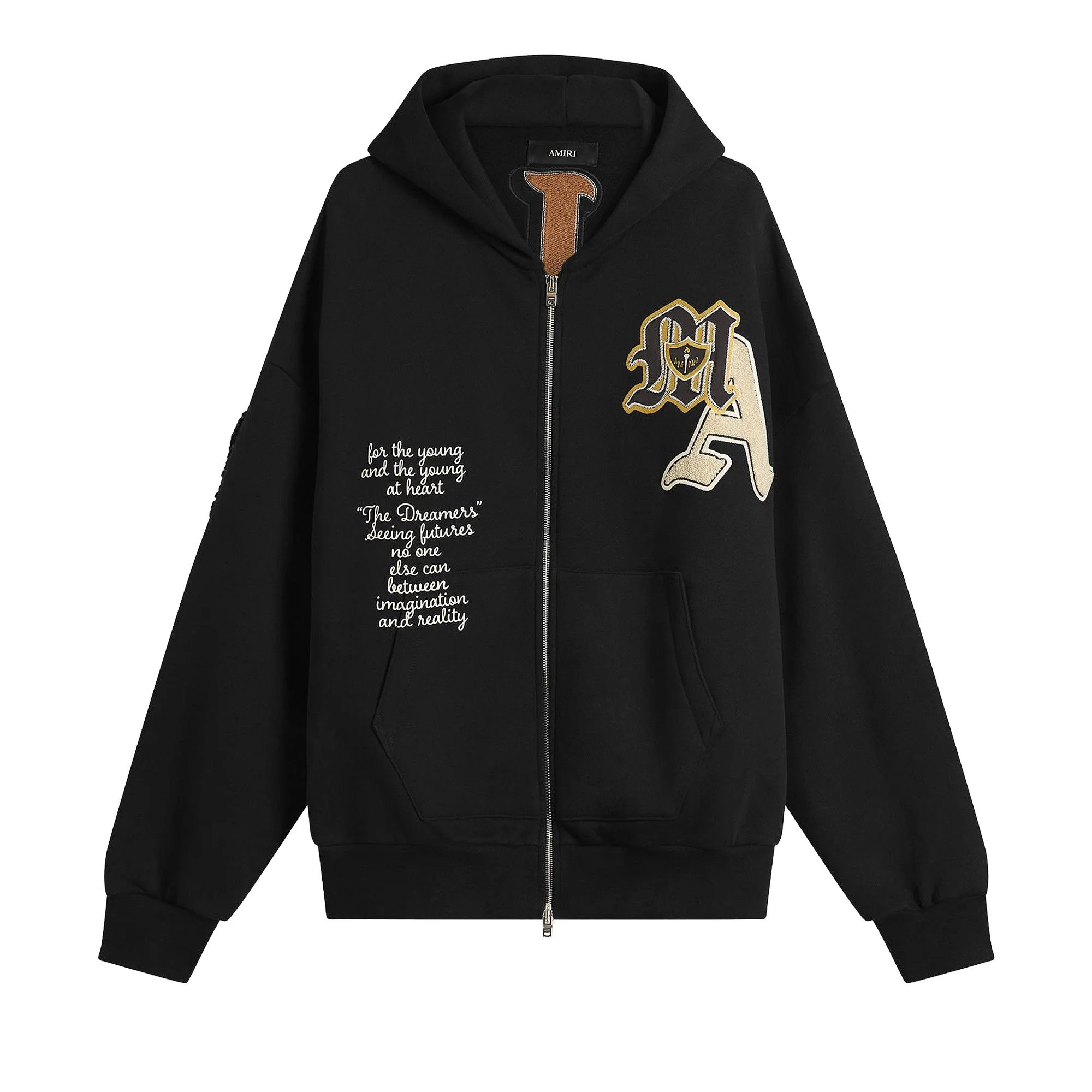 Amiri Varsity Patch Zip Hoodie 'Black' - 1
