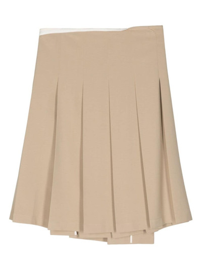 LOW CLASSIC contrasting-trim pleated midi skirt outlook