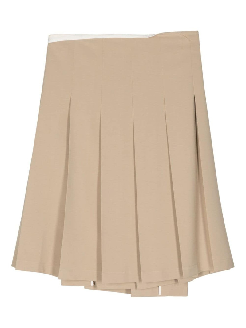 LOW CLASSIC contrasting-trim pleated midi skirt outlook