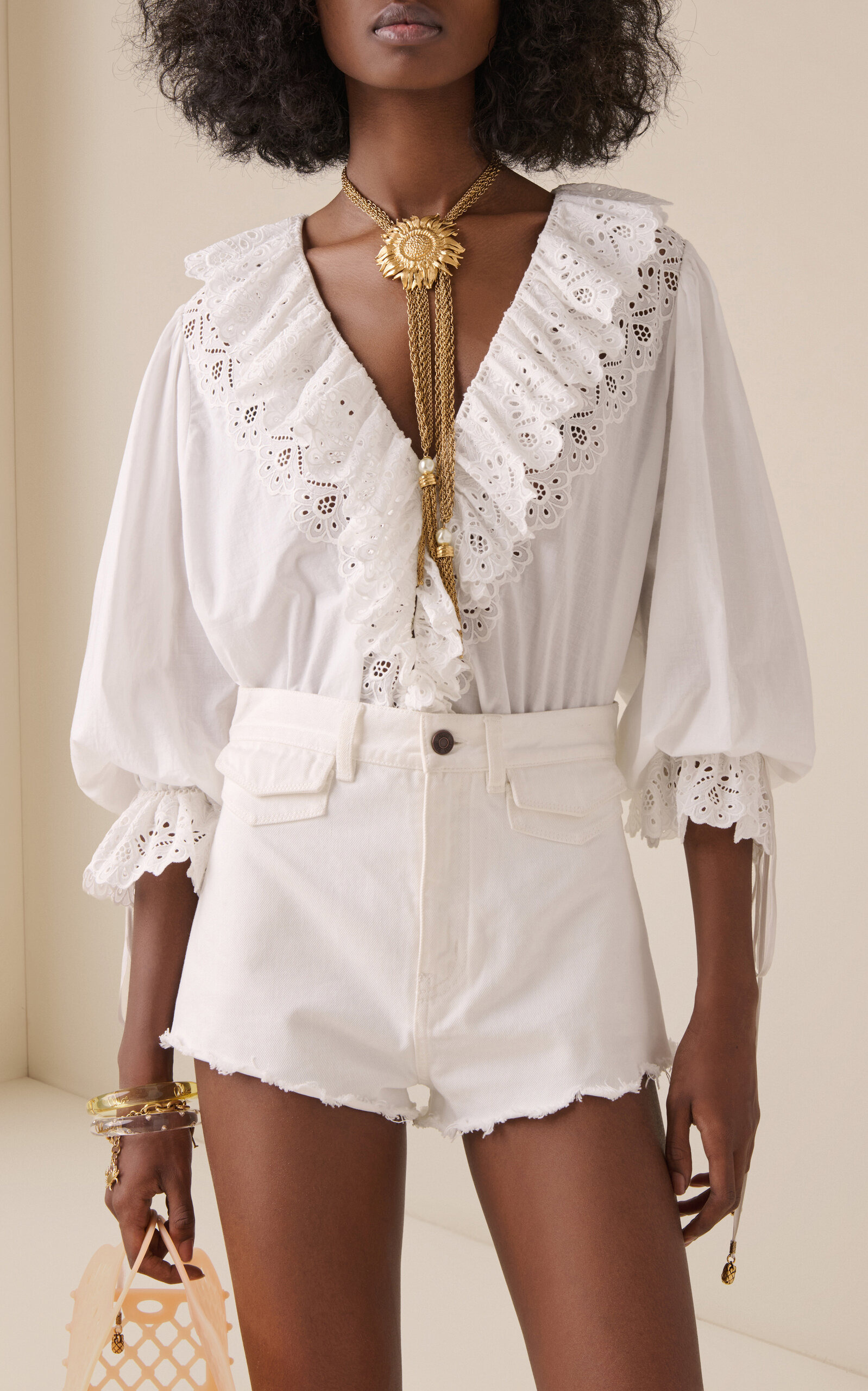 Ruffled Cotton Top white - 2