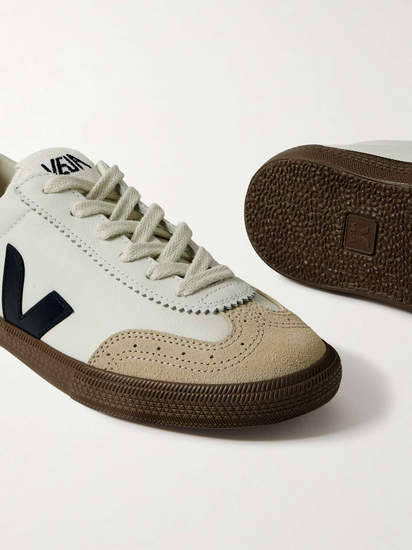 Volley suede-trimmed leather sneakers - 4