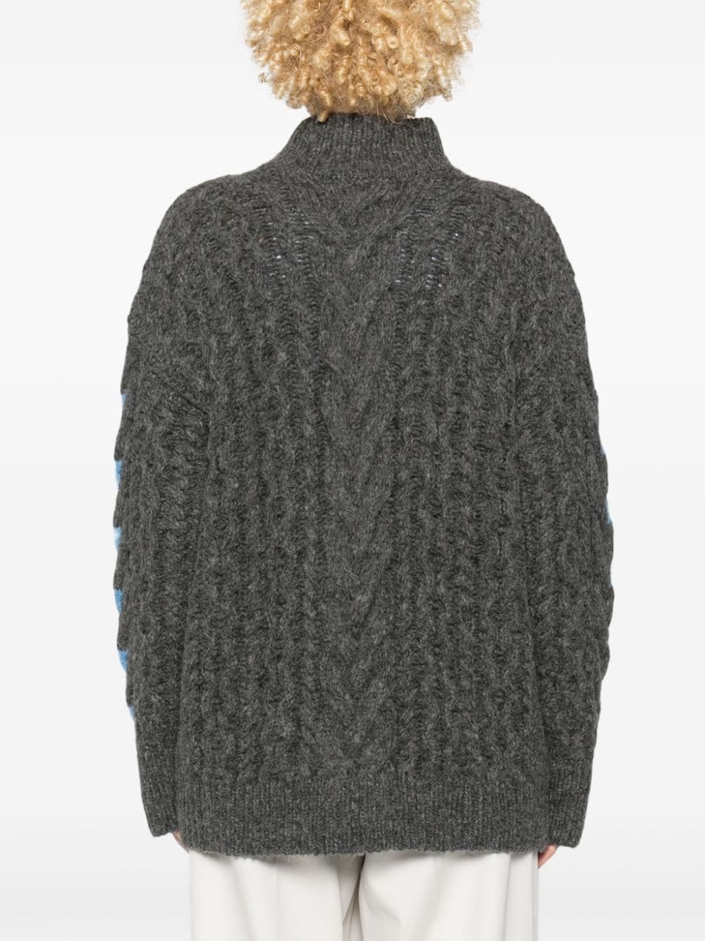 two-tone cable-knit jumper - 4