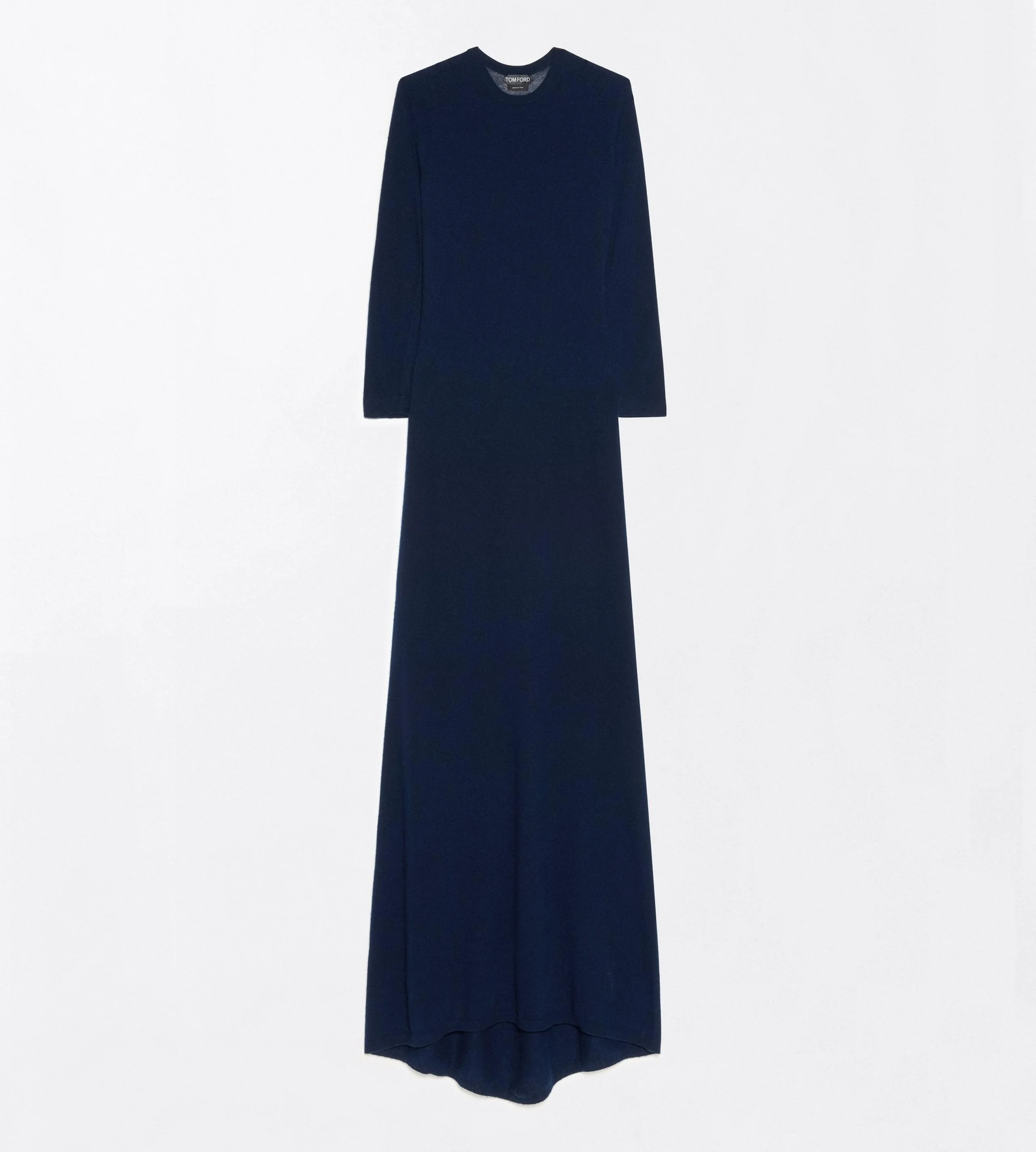 FEATHERWEIGHT LONG SLEEVE CREWNECK DRESS WITH SHEER BACK - 1
