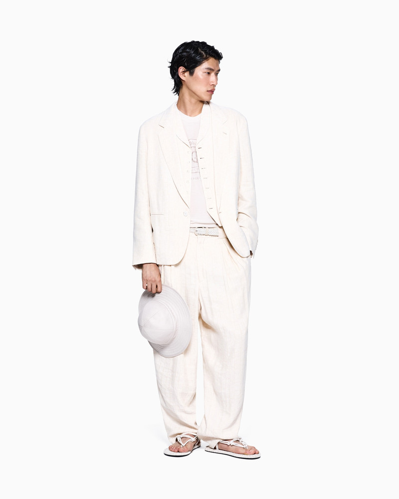 JACQUARD VISCOSE AND LINEN SINGLE-BREASTED WAISTCOAT 2