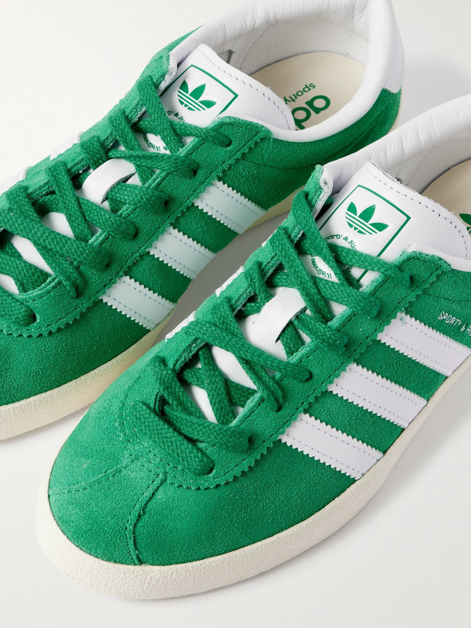 + Sporty & Rich Blanc leather-trimmed embellished suede sneakers Green - 4