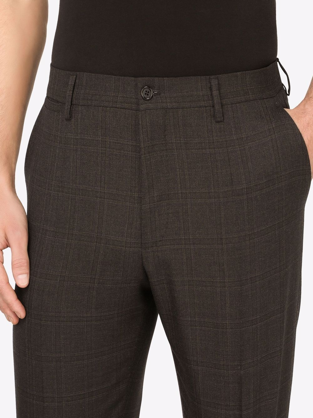 tailored wool check trousers - 5