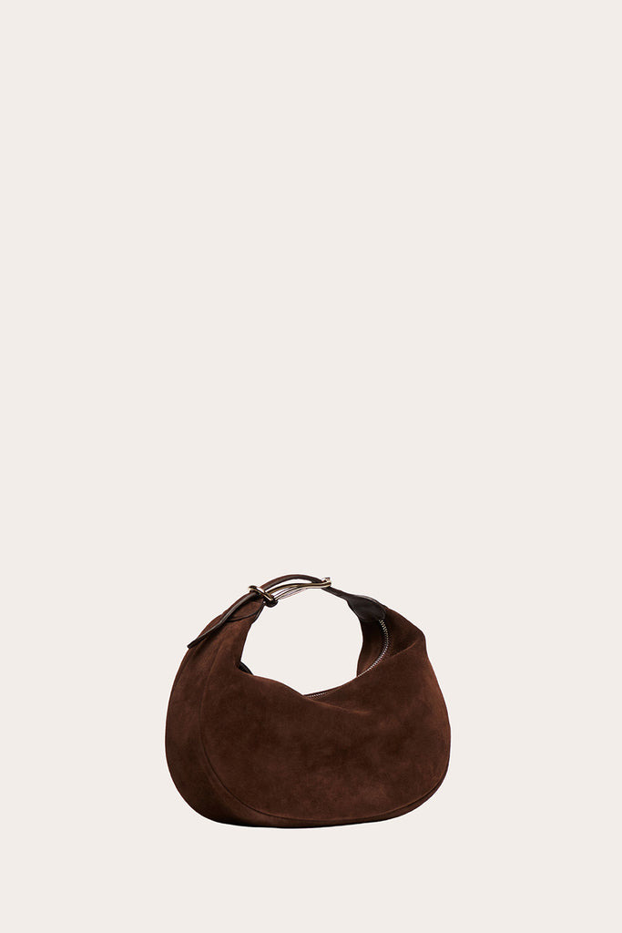 MOON POUCH DARK BROWN SUEDE - 3
