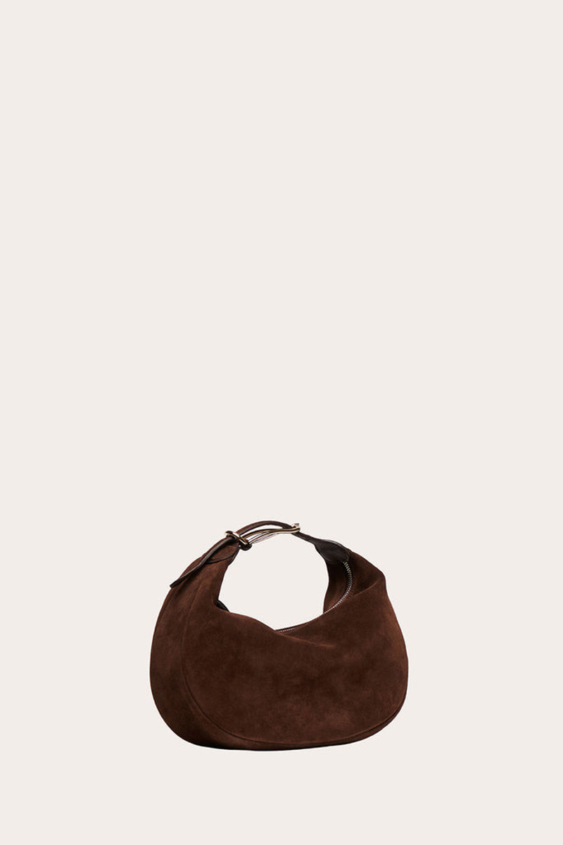 MOON POUCH DARK BROWN SUEDE 3