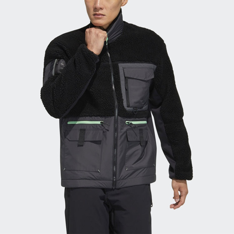 adidas adidas Urban Sherp JKT Zipper Splicing Stay Warm Outdoor Sports Jacket Black GV3525 outlook