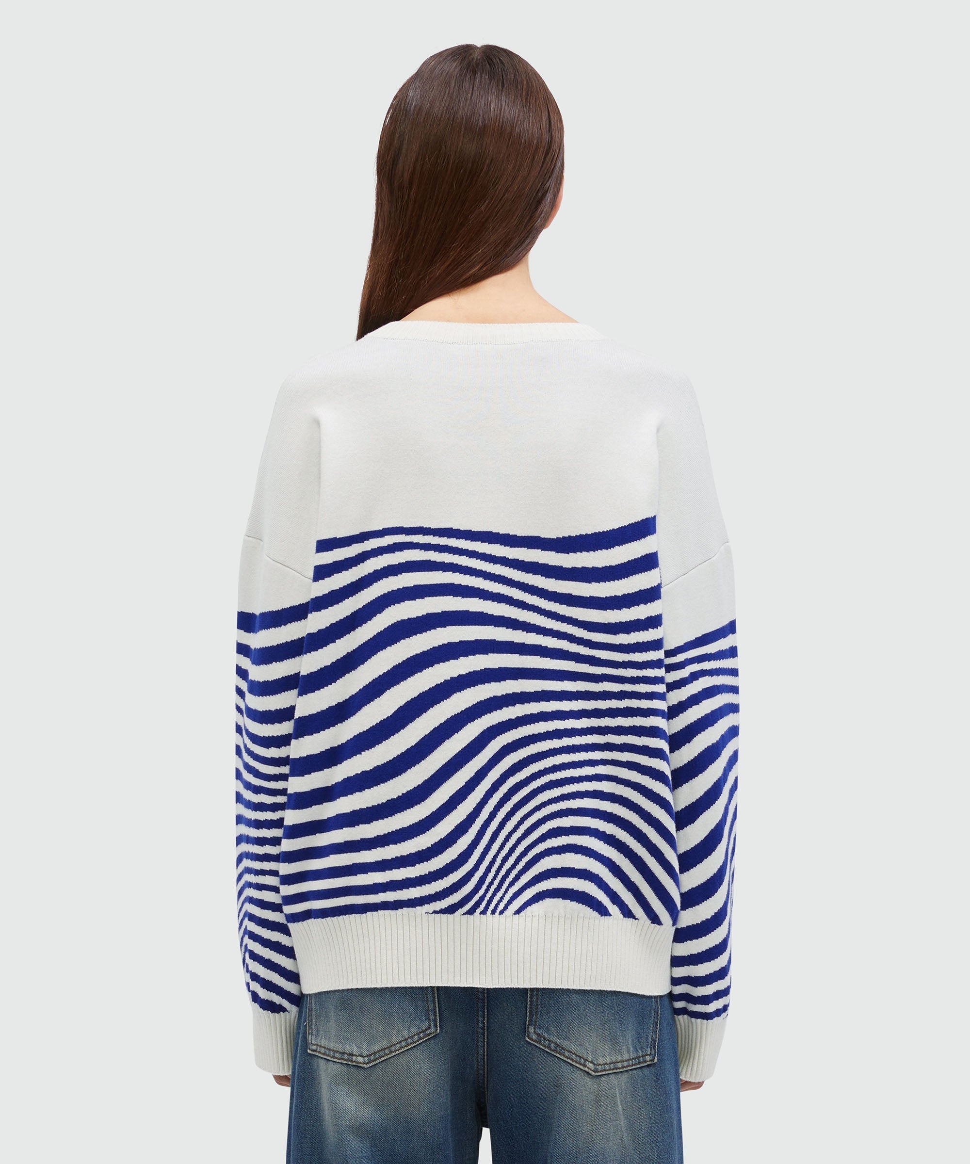 Wave patterned cotton sweater - 3