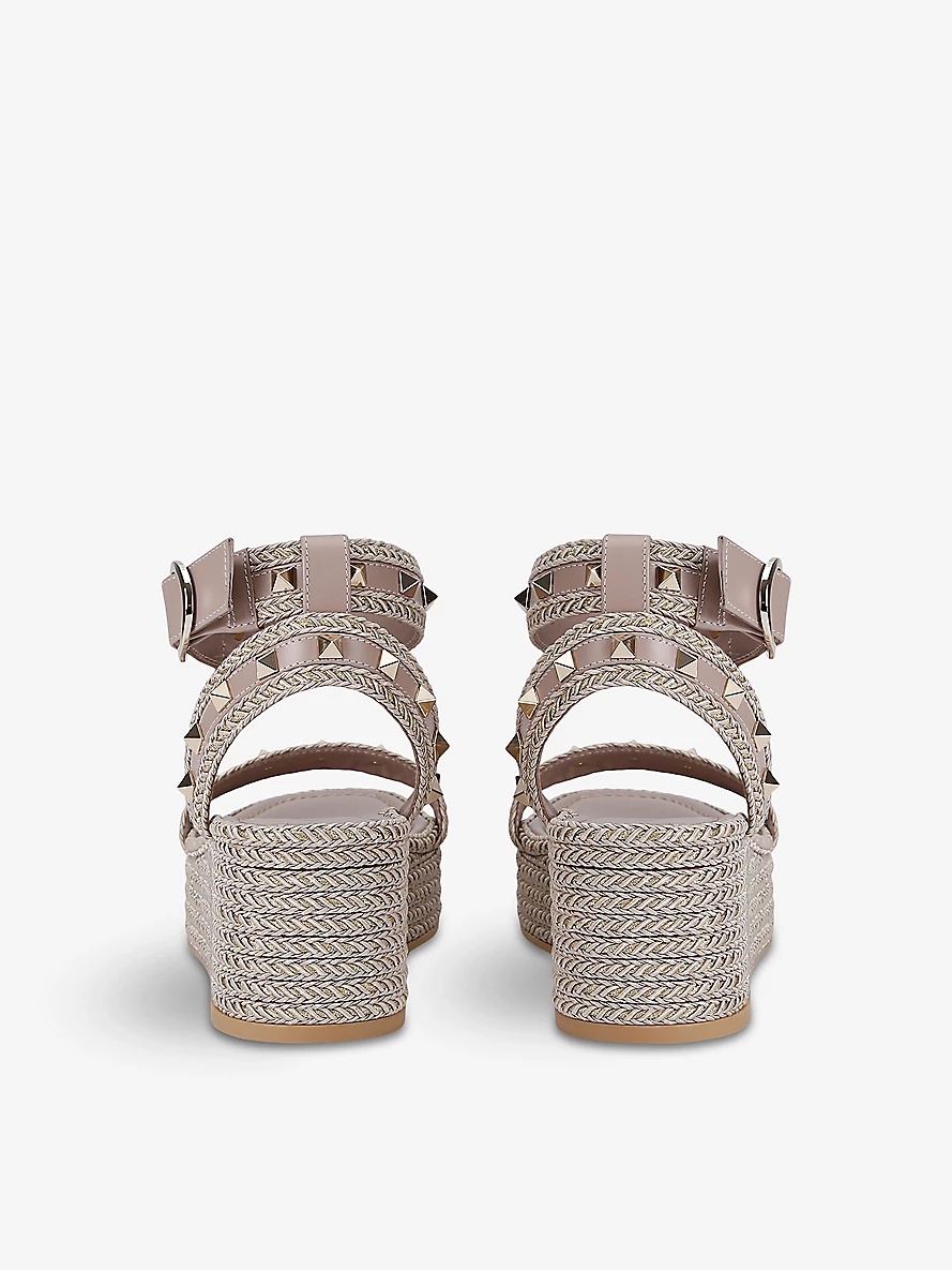 Rockstud flatform leather espadrille sandals - 4