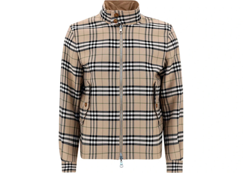 Burberry Burberry Reversible Check Wool Cotton Harrington Jacket Beige outlook