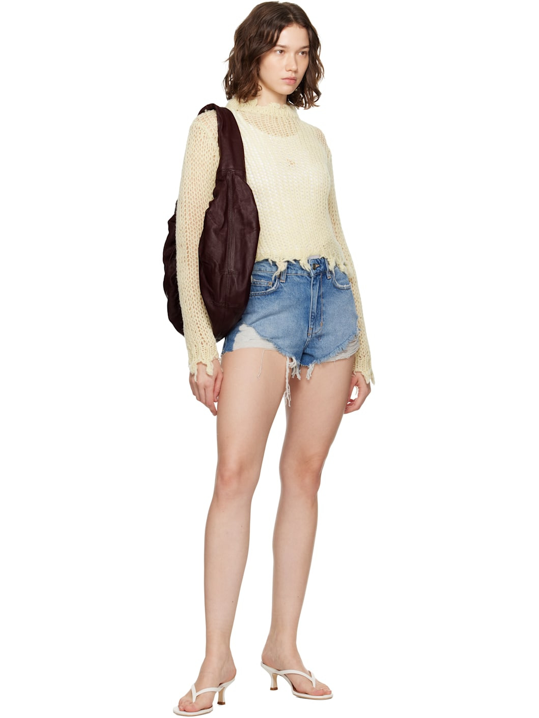 Blue Kali Exposed Tidal Denim Shorts - 4