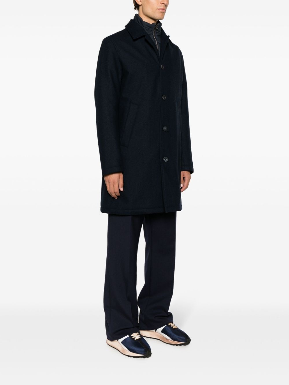 single-breasted layered coat - 3